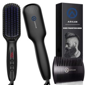 6. Arkam Men's Beard Straightener with Anti-Scald Feature for Home & Travel