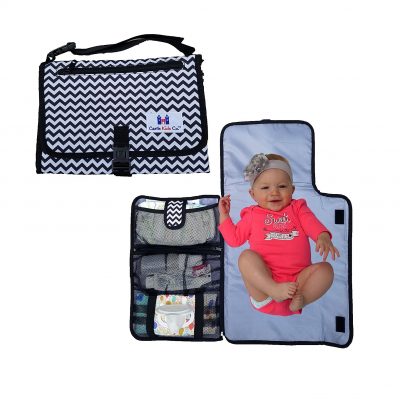 Portable all in one Luxury/ Diaper Changing Travel Pad/ Grey and Black, Mat