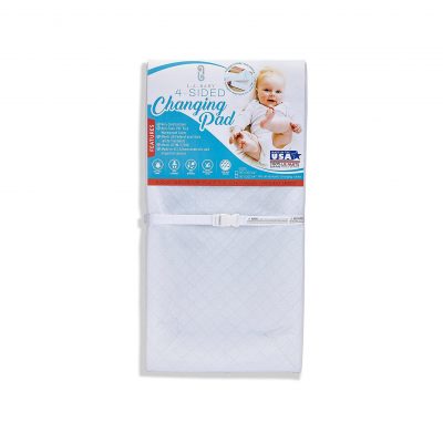 Changing Pad with 4 Sides, Baby LA Waterproof, Non-Skid Bottom Easy to Clean, Safety Strap, compatible with any Regular Changing Table