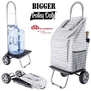 Bigger trolley dolly, grey chevron shopping foldable cart