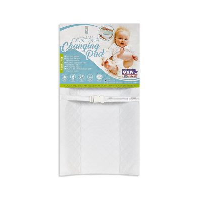 Waterproof Changing Pad Contour LA Baby, Non-Skid, Easy to Clean. Safety Strap, Fits Regular Dresser Tops/Changing