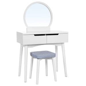 SONGMICS Vanity Table and Cushioned Stool Set