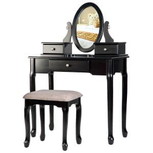 Merax Vanity Solid Makeup Table Set with Stool and Mirror