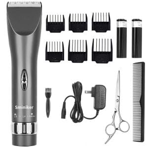 Sminiker Professional 6 Comb 2 Batteries Cordless Haircut Kit - Grey