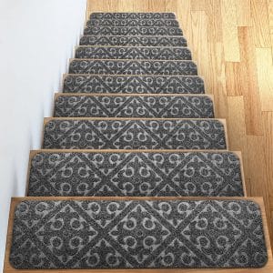 Elogio Set of 13 Indoor Outdoor Carpet Stair Treads Pads 8” x 30", Gray