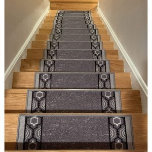 RugStylesOnline Skid Slip Set of 13 Stair Treads Carpet (Grey Black)