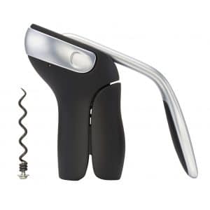 OXO SteeL Corkscrew Vertical Lever (Black/Silver) with Removable Foil Cutter